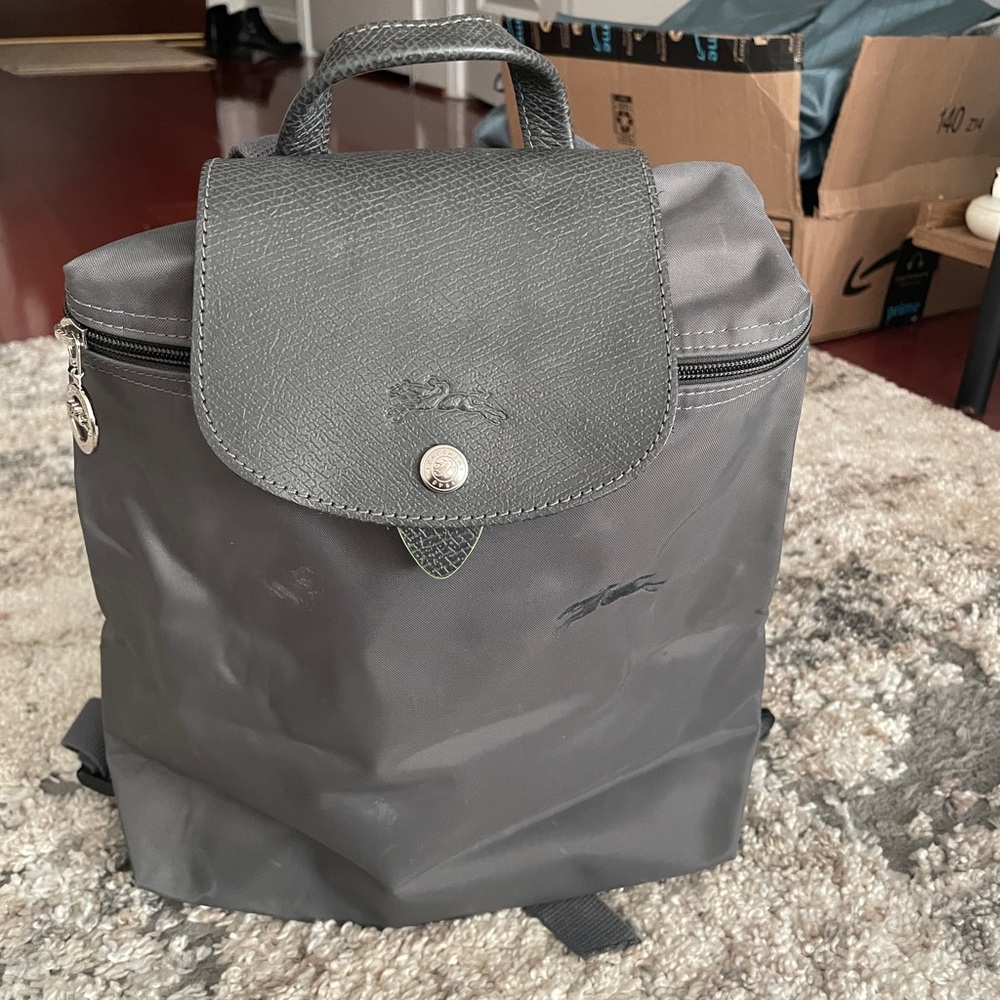 NEW Longchamp Le Pliage Small Canvas Backback- Grey